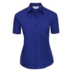 Russell Collection Womens/Ladies Poplin Easy-Care Short-Sleeved Shirt / Bright R